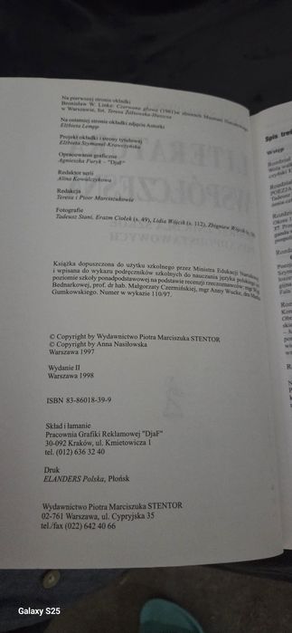 Literatura współczesna A. Nasiłowska dla szkół ponadpodstawowych  1998