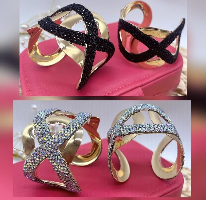 Szeroka bransoletka zdobiona cyrkoniami