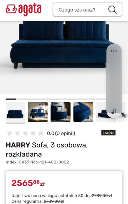 Sofa kanapa piękna granatowa