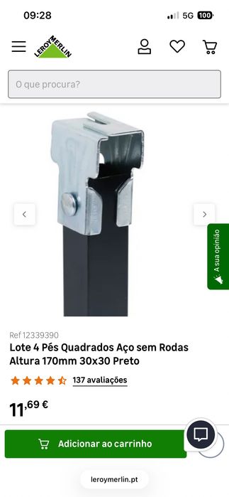Pés para móveis em Aço sem Rodas (8 unidades)