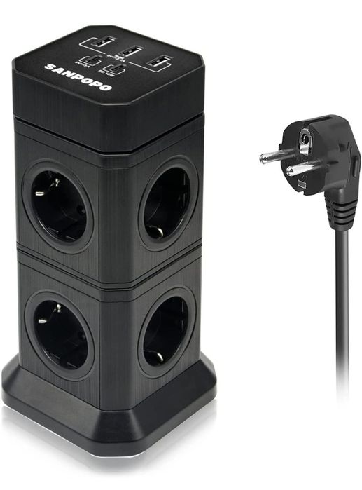 Listwa zasilająca modułowa pionowa 8 gniazd 5 portów USB przedłużacz