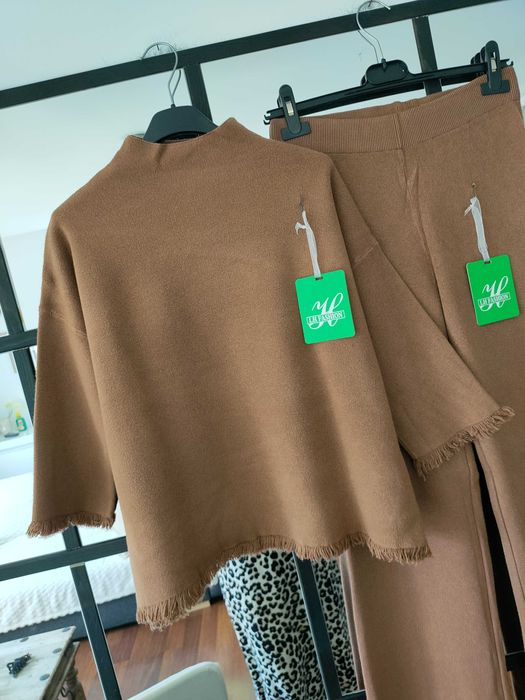 Dzianinowy zestaw dzianina sweterkowa wiskoza angora L XL