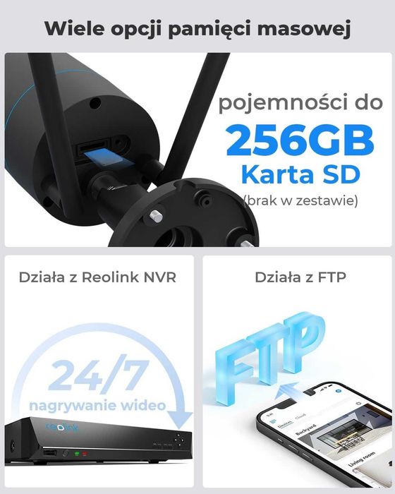 Kamera Zewnętrzna Reolink RLC 510WA 5mpx 2,4/5 GHz Wifi Tryb nocny