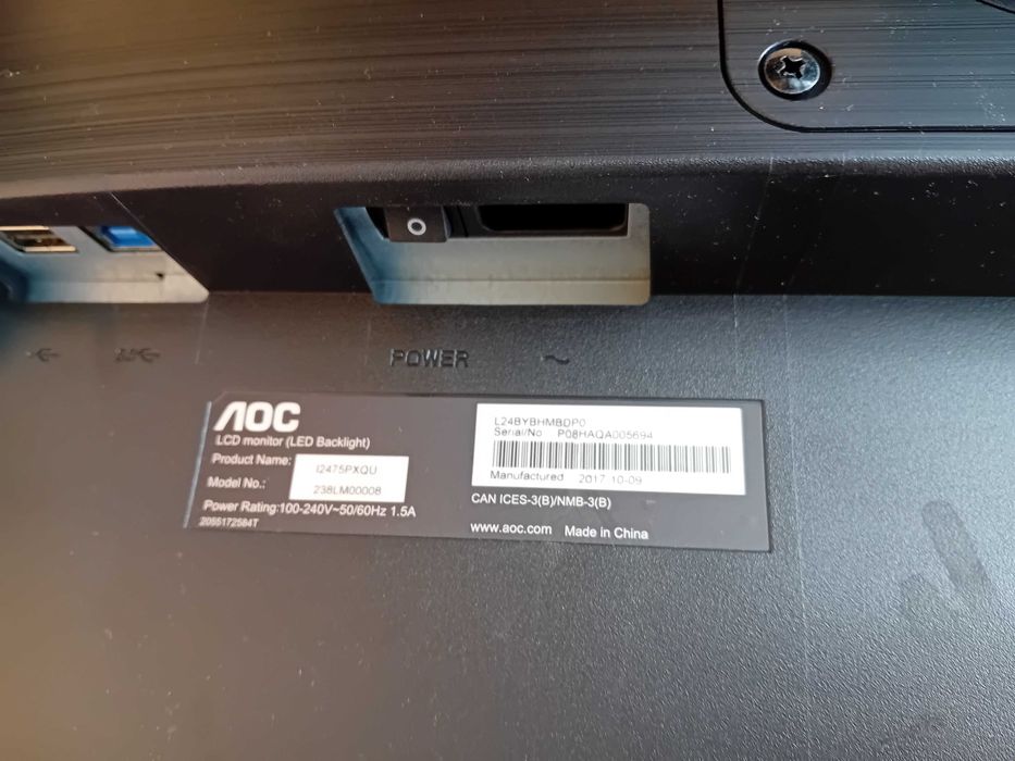 MONITOR AOC 24" LCD Przewód zasilający i displayport gratis