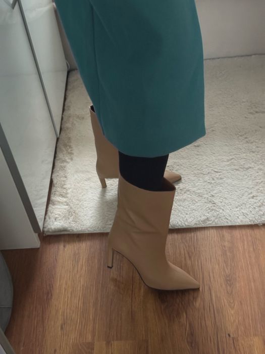 Botki skóra naturalna 39 brązowe karmel włoskie buty