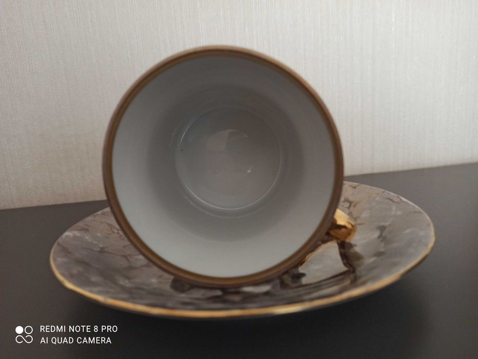 Filiżanka, spodek Aleksander, porcelana Włocławek