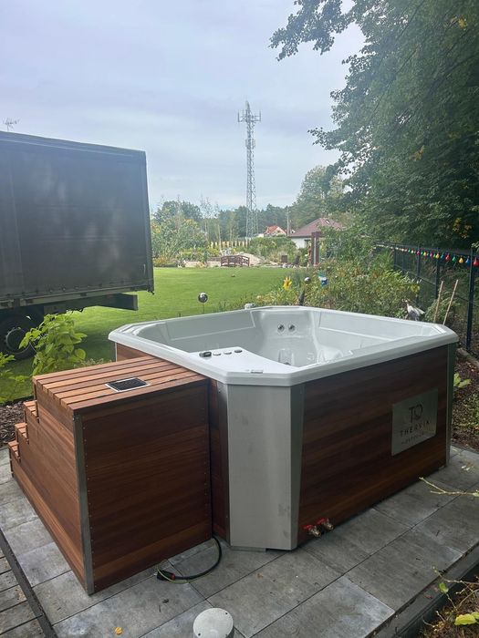 PROMOCJA THERVIK OUTDOOR - Luksusowe Jacuzzi Ogrodowe 190 x 200 cm | ABACHI THERMO | Piec na Drewno | Aeromasaż | Balia | Bania | Polska Produkcja