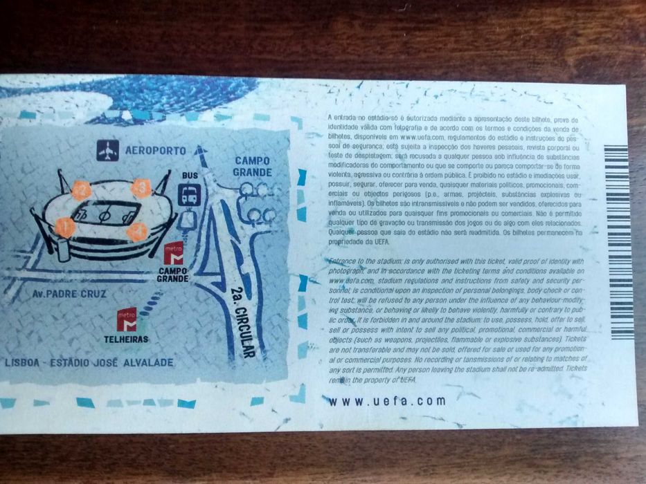 Bilhete Final Taça UEFA 2005 - Sporting CP vs CSKA Moscovo