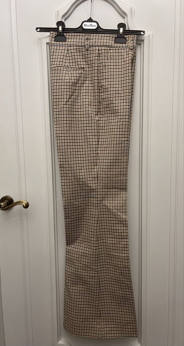 MAX MARA piękne spodnie w kratkę na kant z paskiem w talii