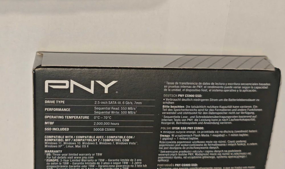 Nowy Dysk SSD 2,5” SATA III PNY CS900 500GB