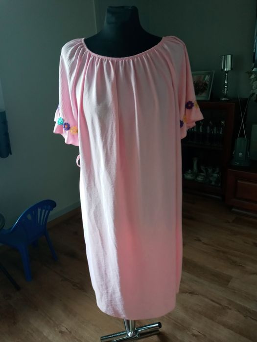 Sukienka luzna roz pastel 42 44 damska lato