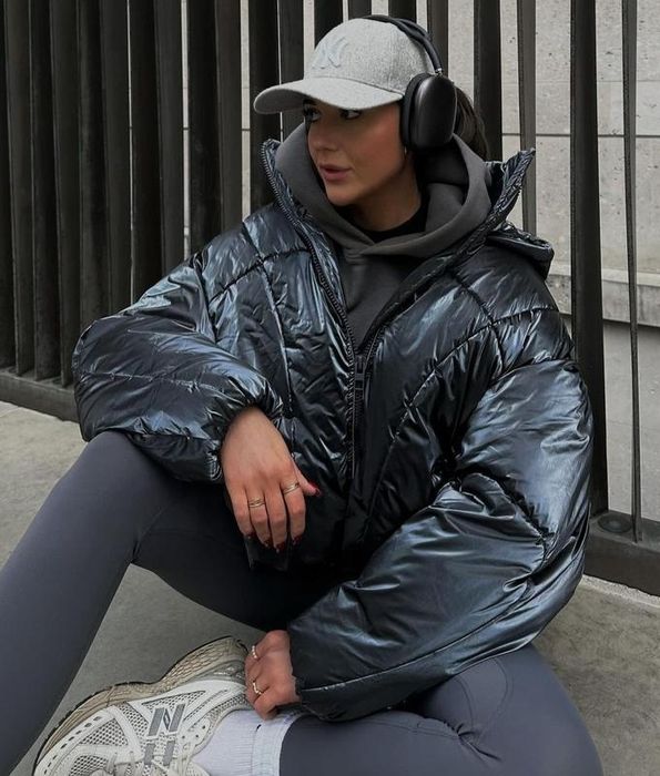 Металізована стьобана куртка-анорак ZARA