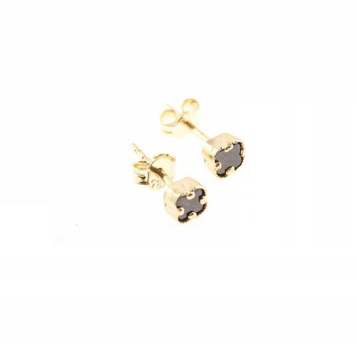 Eleganckie złote kolczyki KONICZYNKA ONYKS SZTYFT ZŁOTO_ p.585