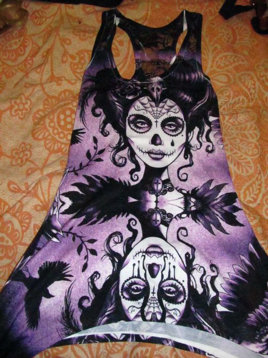 Майка, или короткое платье Santa Muerte.скелет,готика
