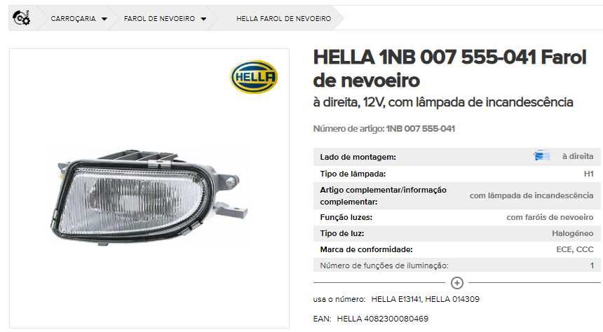 Faróis de nevoeiro Mercedes W202