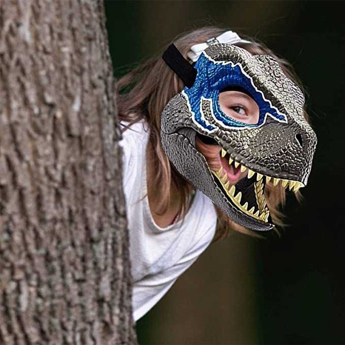 Realistyczna Maska Dinozaur Przebranie Kostium Ruchoma Szczęka REX