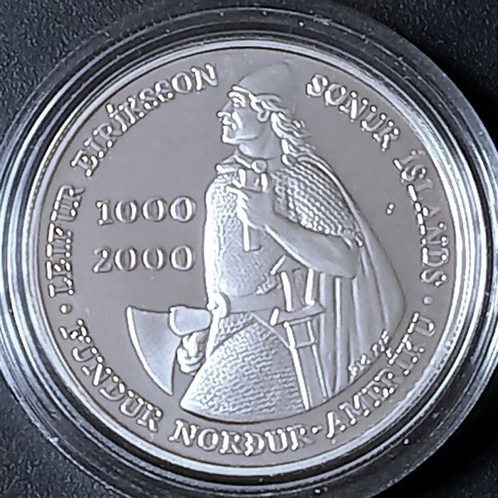 Набір! Долар США " Лейф Еріксон" 2000р. 1000 крон Ісландія. СРІБЛО.