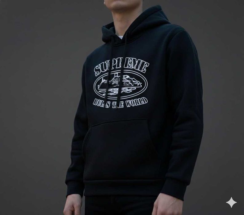 Толстовка Черная Corteiz Crtz Hands • Худи Мужское Кортез Руки • XS S M L XL XXL