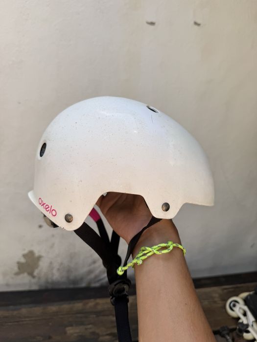 Capacete Oxelo branco com padrão mandala – Bicicleta/Skate/Trotinete