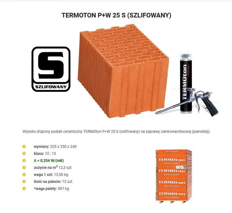 Pustak SZLIFOWANY Ceramiczny Termoton Owczary PUSTAKI SZLIFOWANE PL