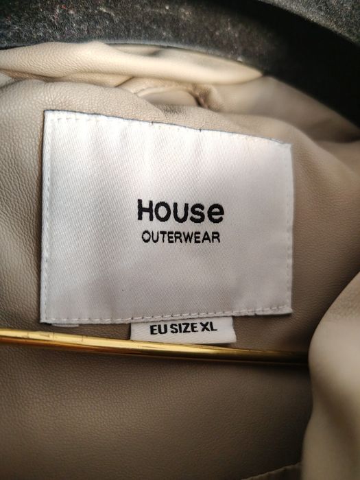 Kurtka Eco skóra ciepła oversize beżowa pikowana  xl hause