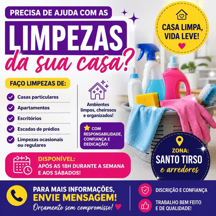 Faço limpezas por marcação