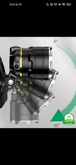 Налобн й ліхтар, дуже ярко світить 4 години на 100%