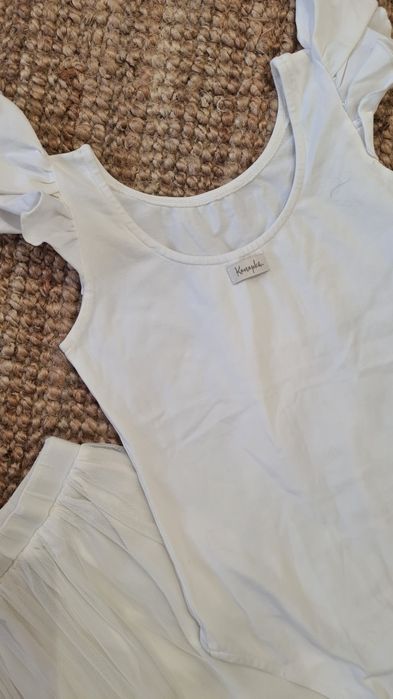 Zestaw konopka body spodnica białe wesele komunia 134