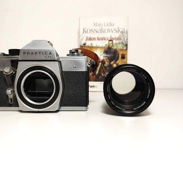 Analogowa Lustrzanka Retro Praktica LTL z Auto Chinon  135 mm f 1:2,8