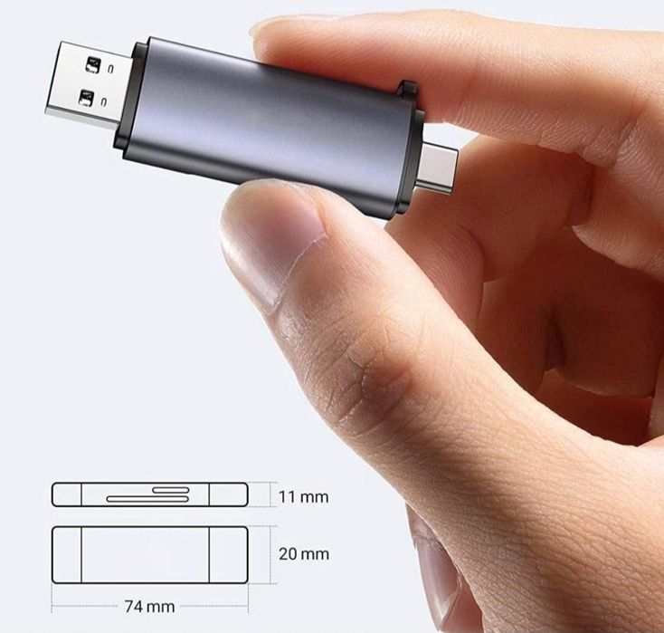 Czytnik Kart SD microSD TF 2w1 USB 3.0 USB-C 5Gb/s