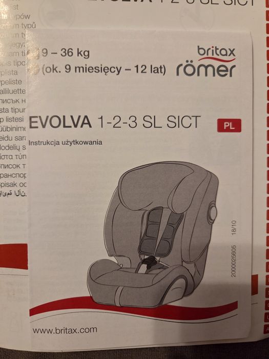 Fotelik Romer EVOLVA 1-2-3 od 9 do 36 KG