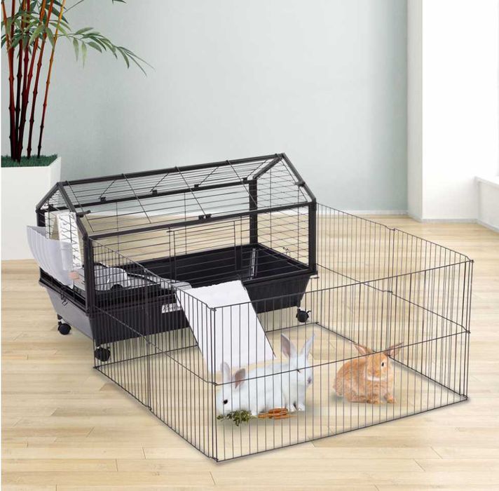 Klatka dla królików, szynszyli lub świnek morskich, 88 x 128,5 x 56 cm