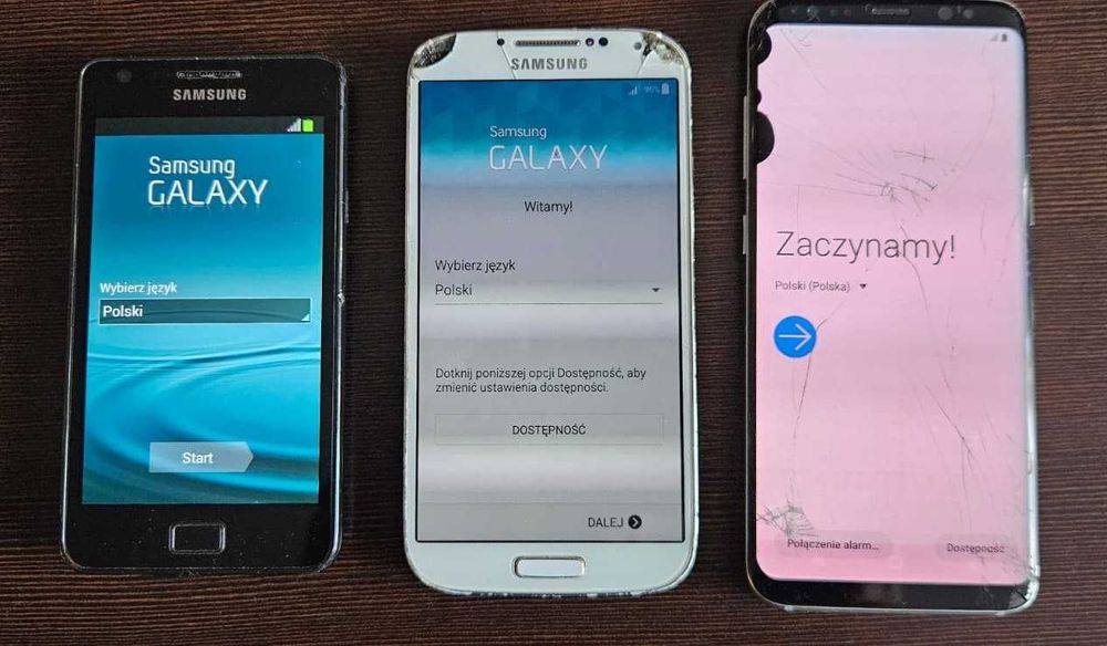 Trzy markowe używane telefony Samsung Galaxy S, S4 i S8