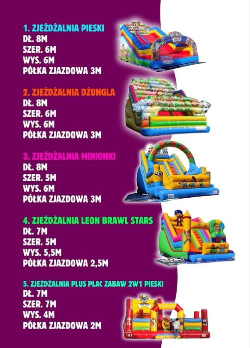 Dmuchance Zjeżdżalnie wynajem
