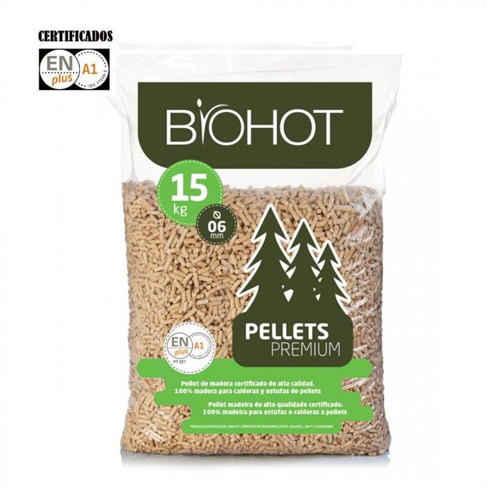 Sacos de pellets certificados.