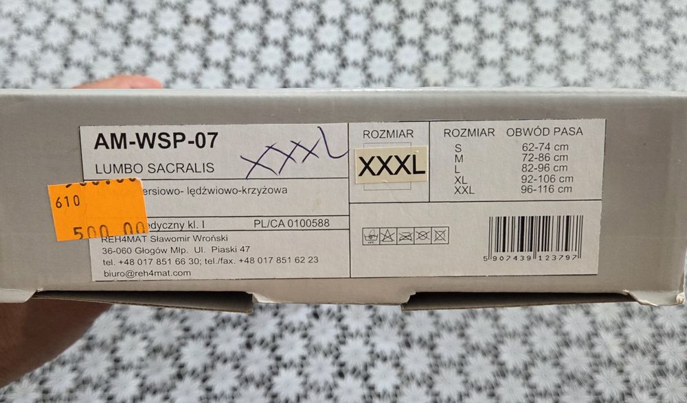 XXXL orteza lędżwiowo-krzyżowa
