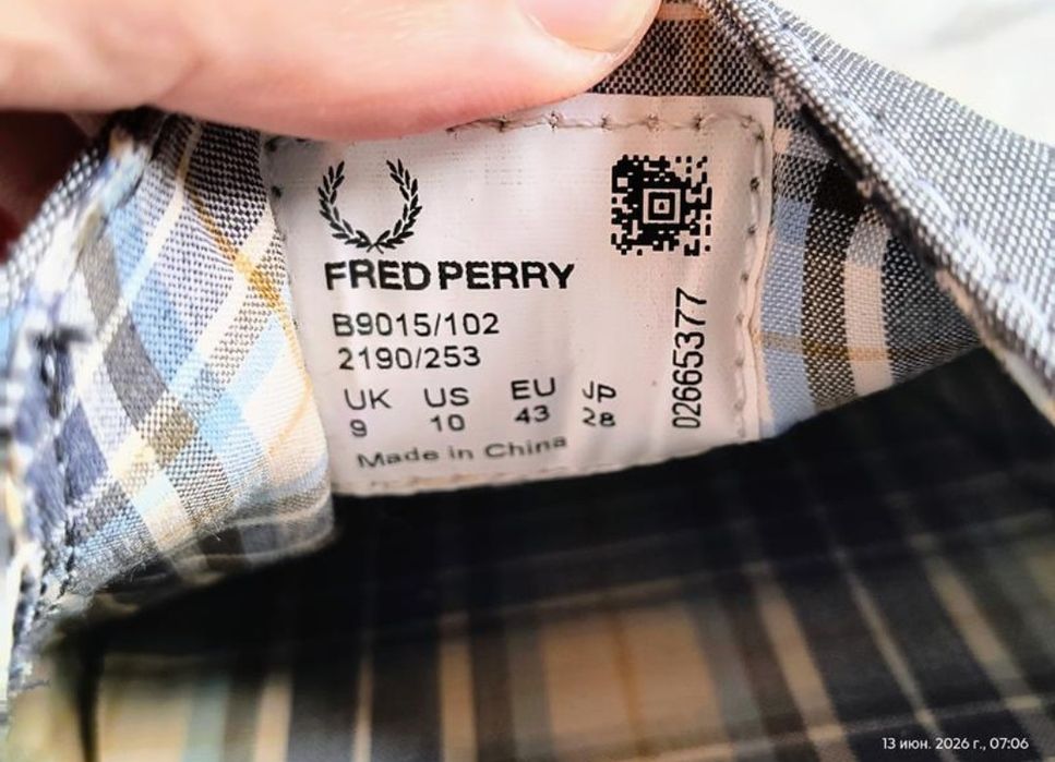Чоловічі сліпони Fred Perry B9015 сірі EUR 43 / UK 9 / US 10