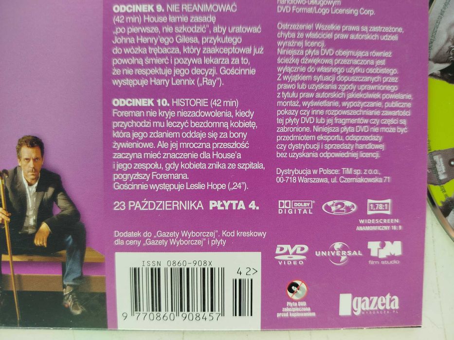 Dr House Sezon Pierwszy Płyta 3 DVD koperta