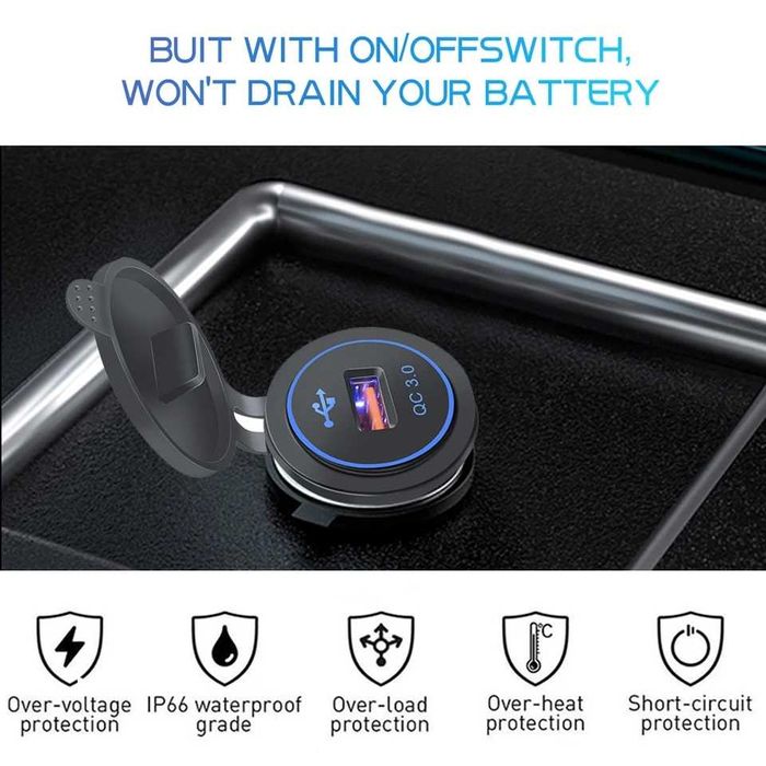 Автомобільна швидка usb зарядка для гаджетів qs 3.0 12-24в