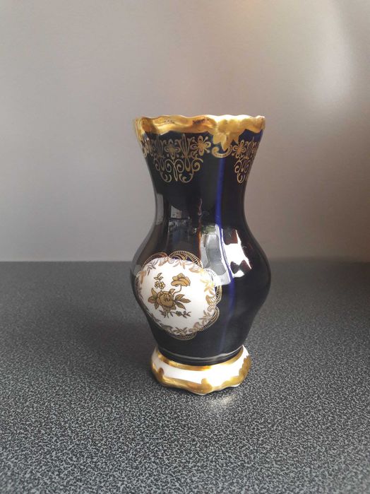 Wazonik Echt Weimar Kobalt 12 porcelana antyczna    wys 14 /6,5 cm