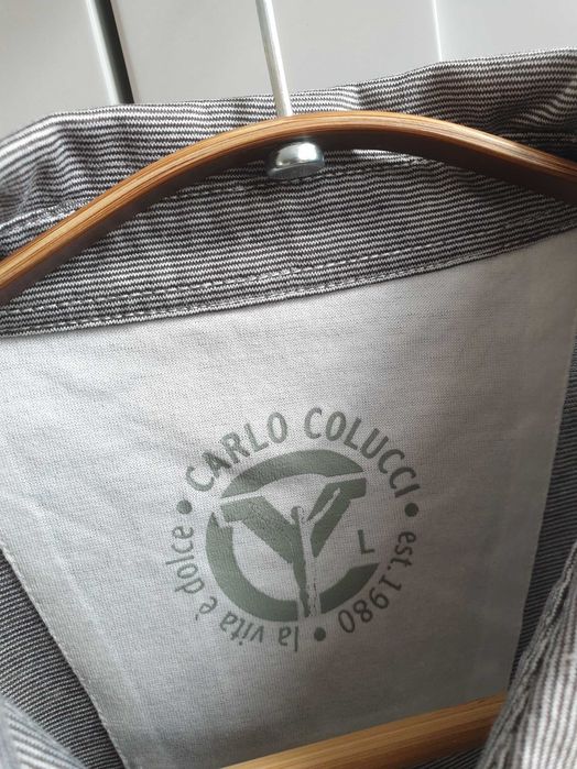 Szara koszulka polo t-shirt Carlo Colucci L merceryzowana bawełna