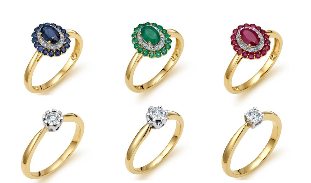 Pierścionek Diament 0,10ct żółte złoto