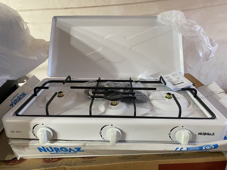 Плита газова на 3 конфорки nurgaz пропан турція біла Туреччина