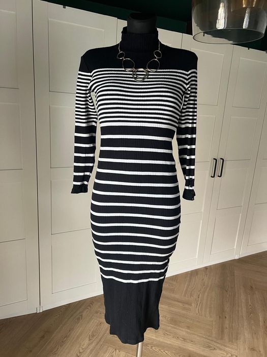 Dopasowana sukienka w paski z bawełny rozmiar 36 S marki Massimo Dutti