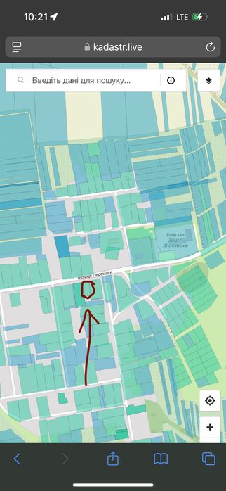 земельна ділянка 0722880300:01:001:2974 0,12га (для будівництва)с.Баїв