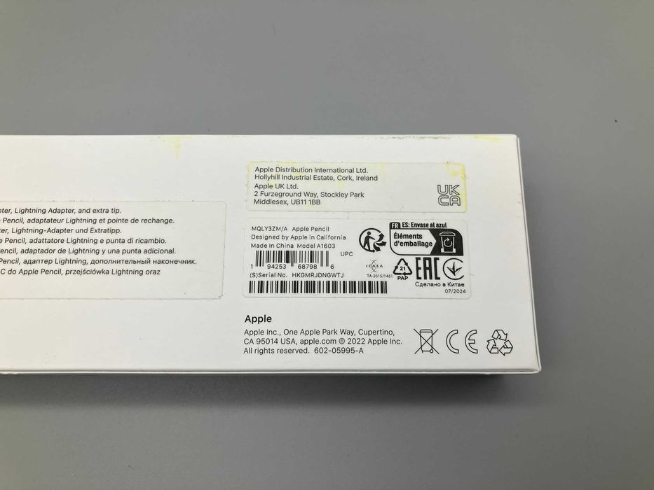 Стилус Apple Pencil (Model A1603, MQLY3ZM/A) Новий повний комплект