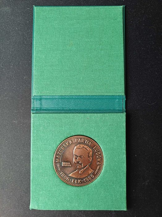 Medal: Mazurska Partia Ludowa Ełk 1896–1986 - w etui