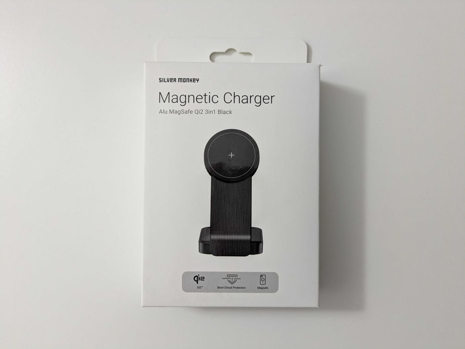 Ładowarka Apple Silver Monkey Alu MagCharger Qi2 3in1 Czarna Nowa