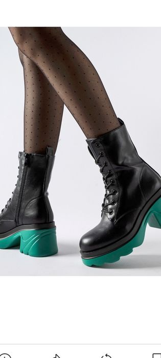 Hit styl glany traper botki zielona podeszwa workery gruba platforma r