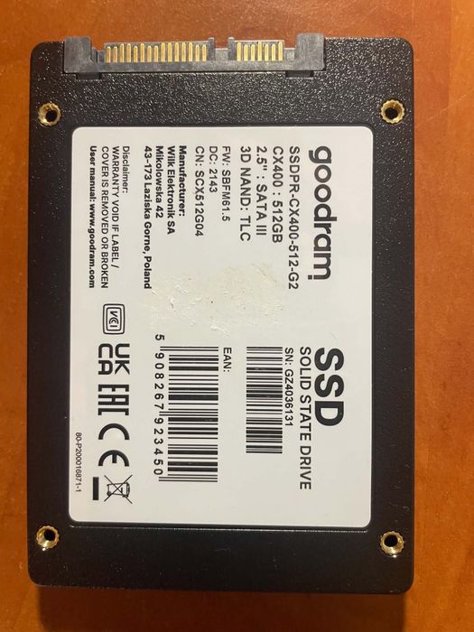 Goodram cx400 Gen.2 512Gb Ssd Sata III - 99% sprawności